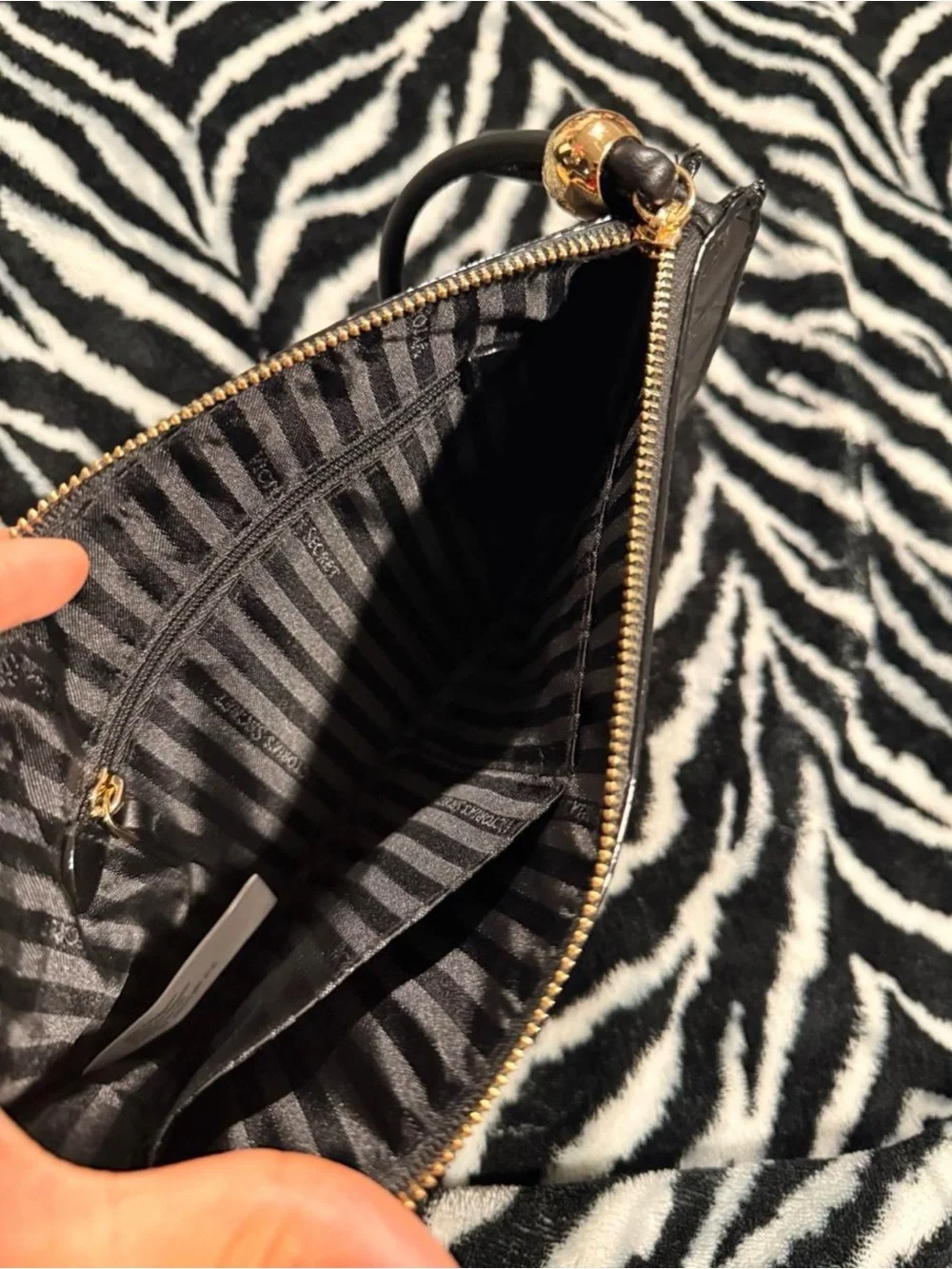 Victoria's Secret Black Woven Leather Wristlet Clutch